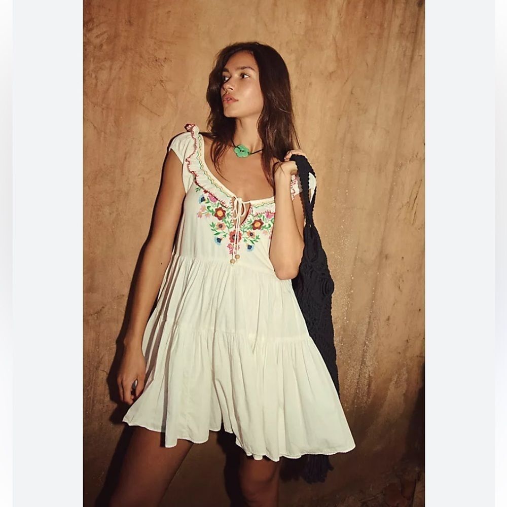 Free People Celia Mini Dress size Small Color: Ivory - Picture 4 of 7